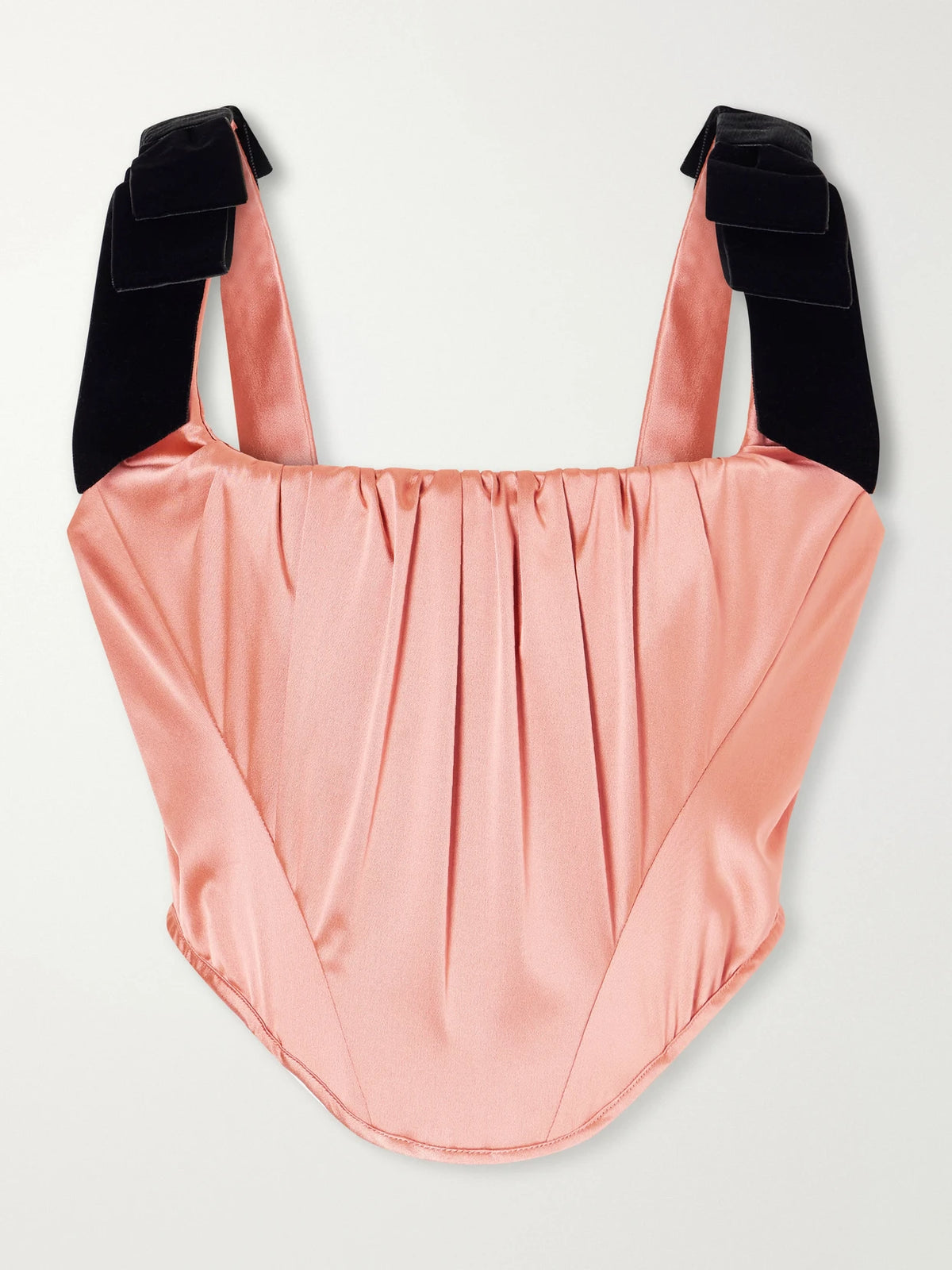 Vivienne Westwood Pussycat Bow-detailed Velvet-trimmed Duchess-satin Corset Top