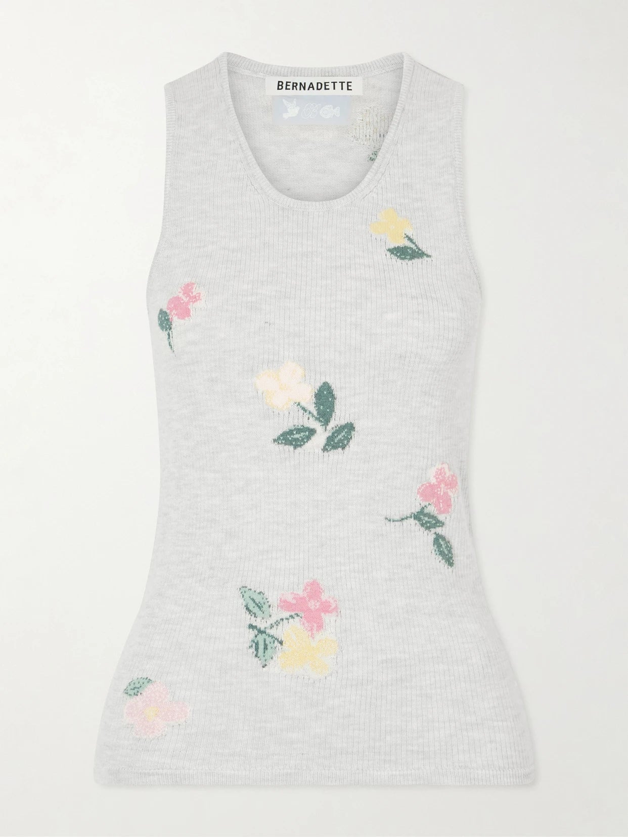Clementine Floral-jacquard Ribbed Cotton Tank Top