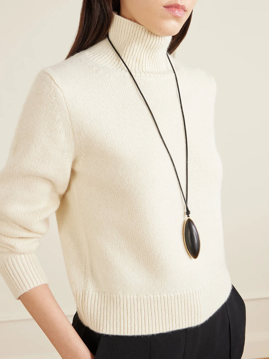 Image of Necklaces. Product name - Dagger Gold-plated, Quartz And Leather Necklace in Black colour by brand - Jennifer Fisher