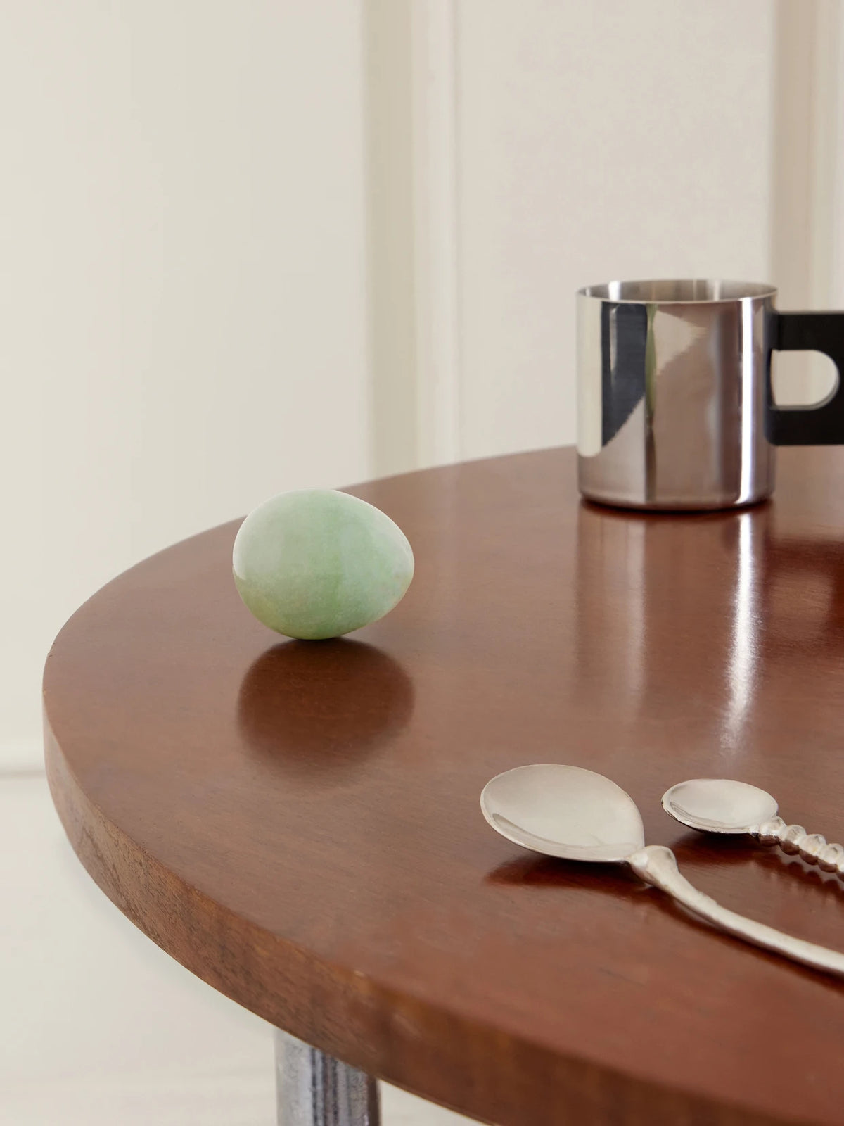 Image of Decor. Product name - Egg Aventurine Paperweight in Jade colour by brand - Fourth Street