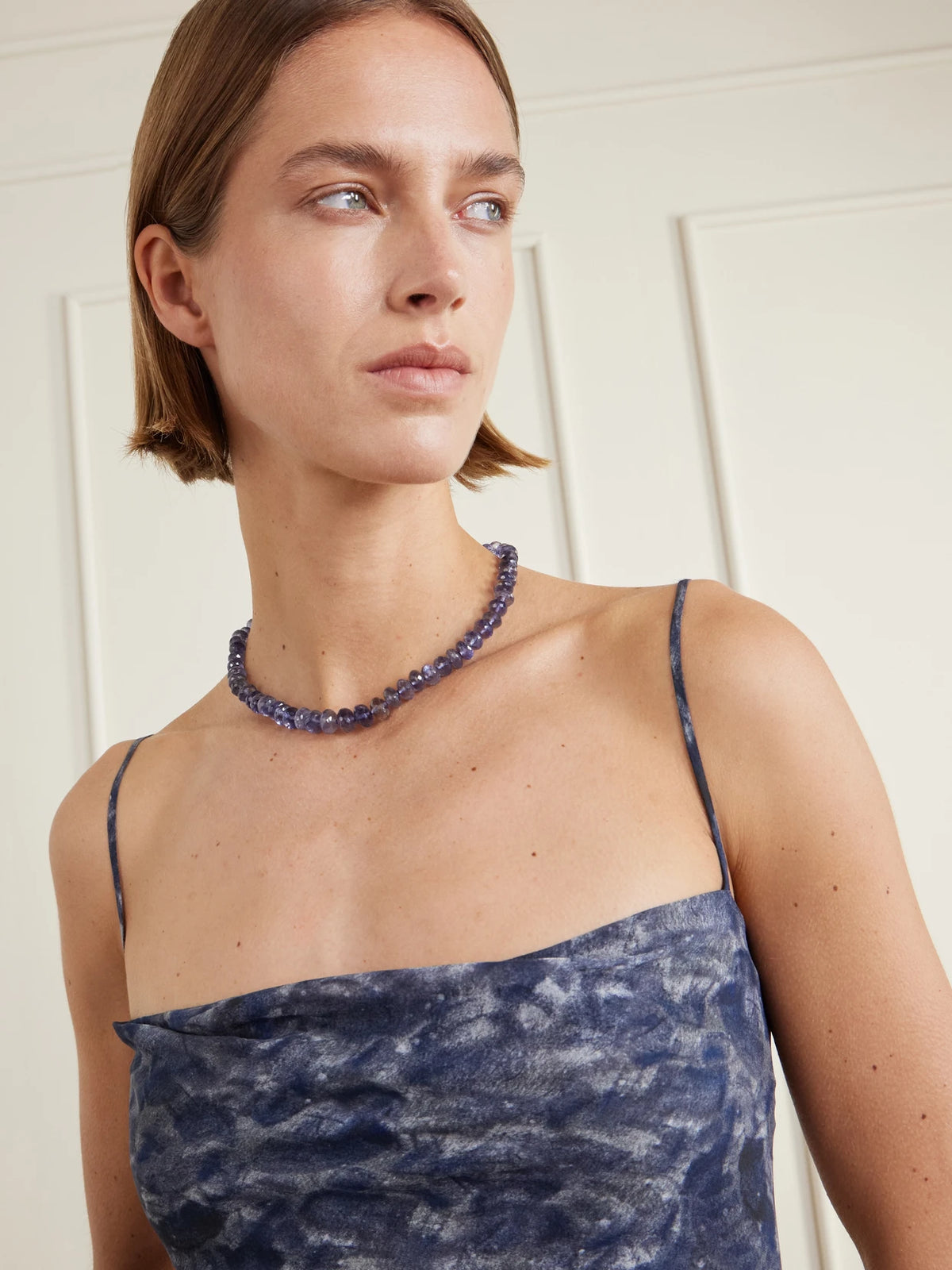 Image of Necklaces. Product name - Oracle 14-karat Gold Iolite Necklace in Blue colour by brand - JIA JIA