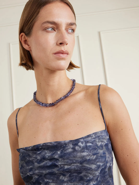Image of Necklaces. Product name - Oracle 14-karat Gold Iolite Necklace in Blue colour by brand - JIA JIA