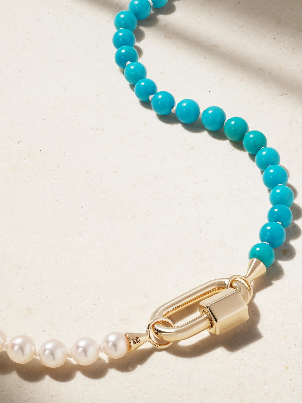 14-karat Gold, Turquoise And Pearl Necklace