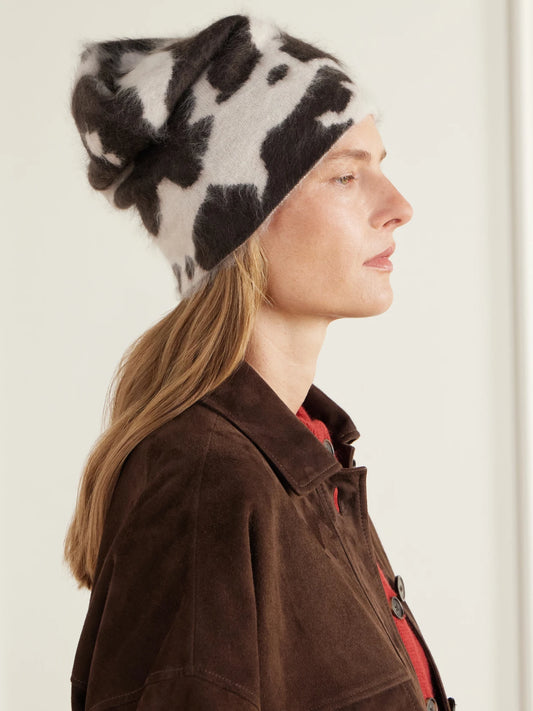 Image of Hats. Product name - Grizzly Cowhide Cashmere Beanie in Multi colour by brand - Guest In Residence