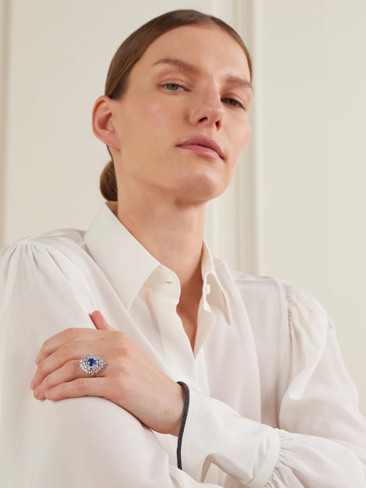 Image of Rings. Product name - Ceylon 18-karat White Gold, Sapphire And Diamond Ring in Blue colour by brand - Suzanne Kalan