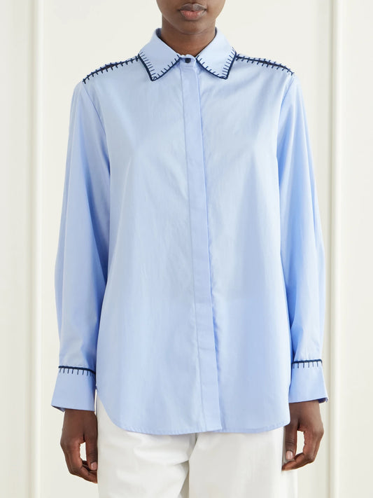 ESCVDO Arcangel Embroidered Cotton-poplin Shirt