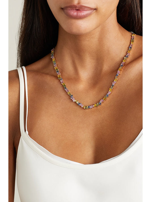 Image of Necklaces. Product name - 18-karat Rose Gold Sapphire Necklace in Multi colour by brand - Suzanne Kalan