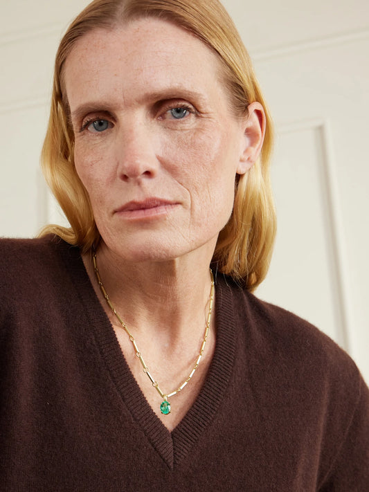 Image of Necklaces. Product name - Heroic 18-karat Gold Emerald Necklace in Multi colour by brand - Irene Neuwirth