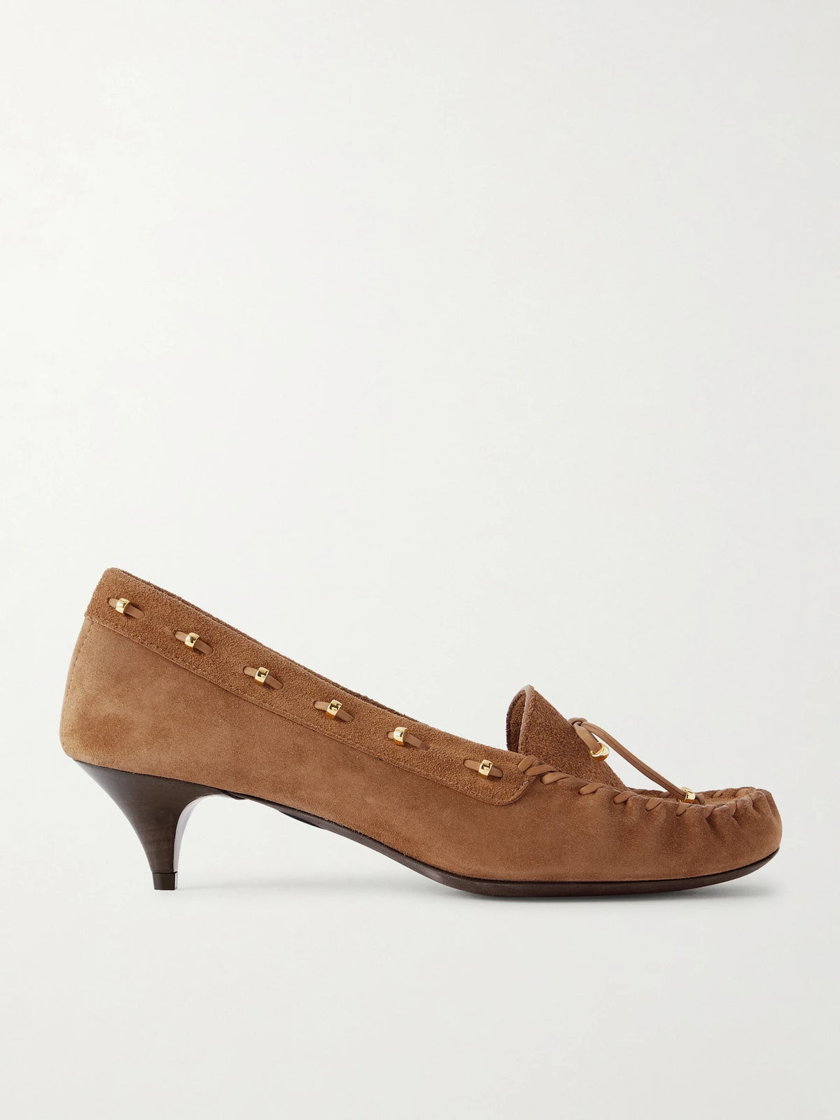 Milly Embellished Whipstitched Suede Pumps