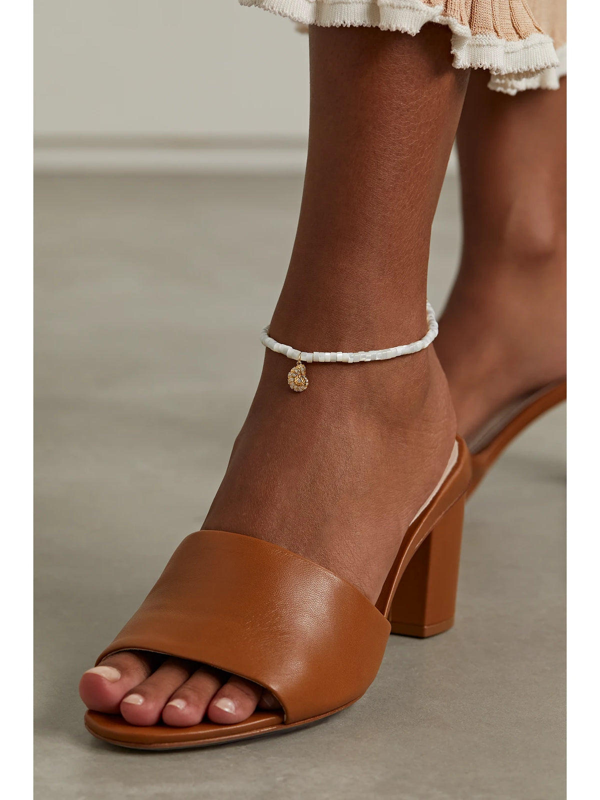 Image of Anklets. Product name - 14-karat Gold, Mother-of-pearl And Diamond Anklet in Multi colour by brand - Sydney Evan
