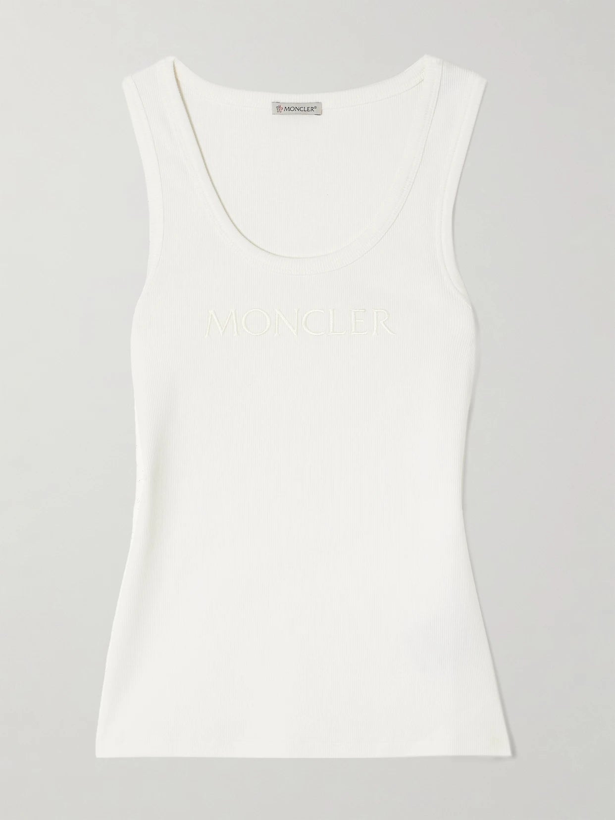 Embroidered Ribbed Stretch-cotton Tank