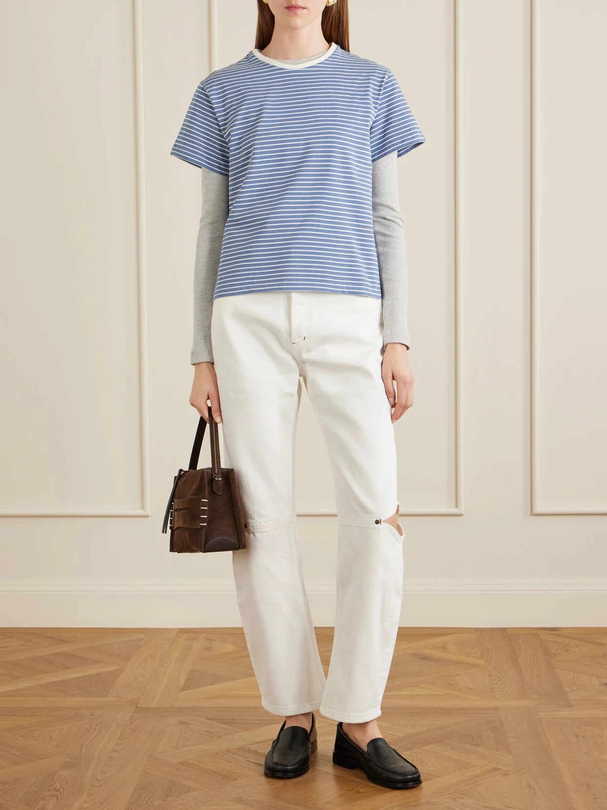 Image of Jeans. Product name - Cowgirl Tapered Jeans in White colour by brand - Still Here