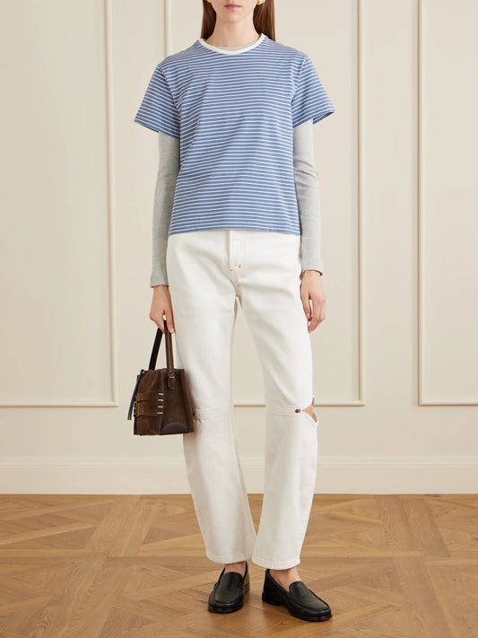 Image of Jeans. Product name - Cowgirl Tapered Jeans in White colour by brand - Still Here