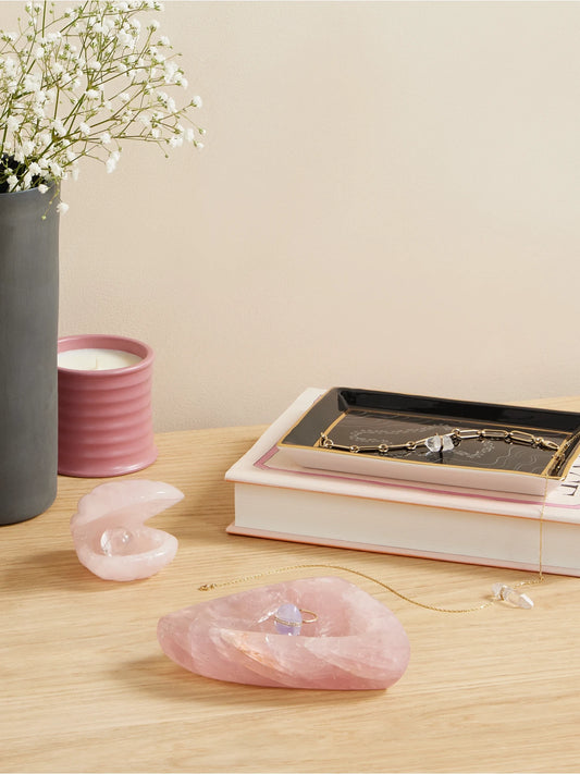 Image of Decor. Product name - Rose Quartz Trinket Dish in Pink colour by brand - Jia Jia Home