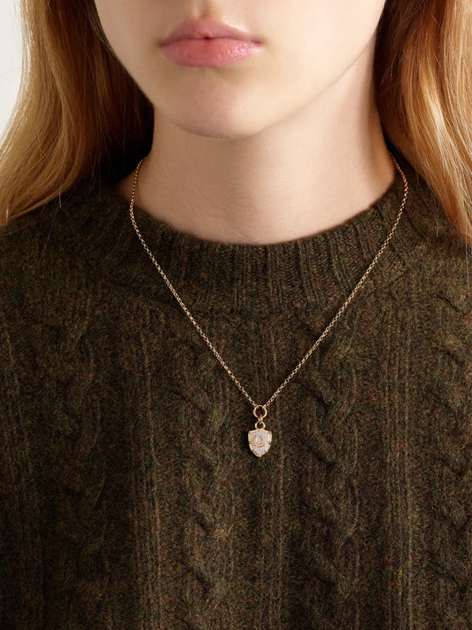 Image of Necklaces. Product name - Protection + Fine Belcher 18-karat Gold Diamond Necklace in Multi colour by brand - FoundRae