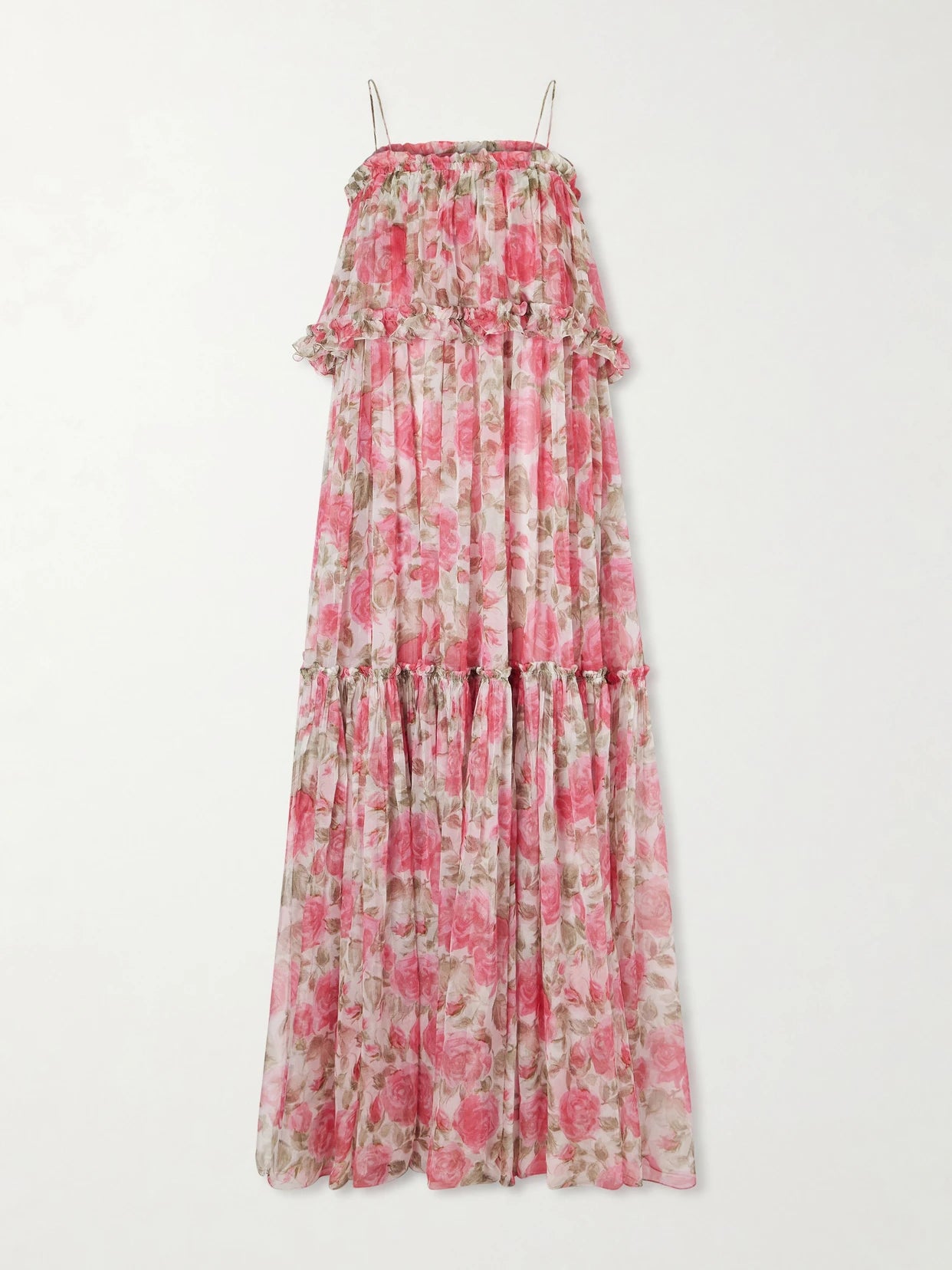 Floral-print Ruffled Silk-chiffon Maxi Dress