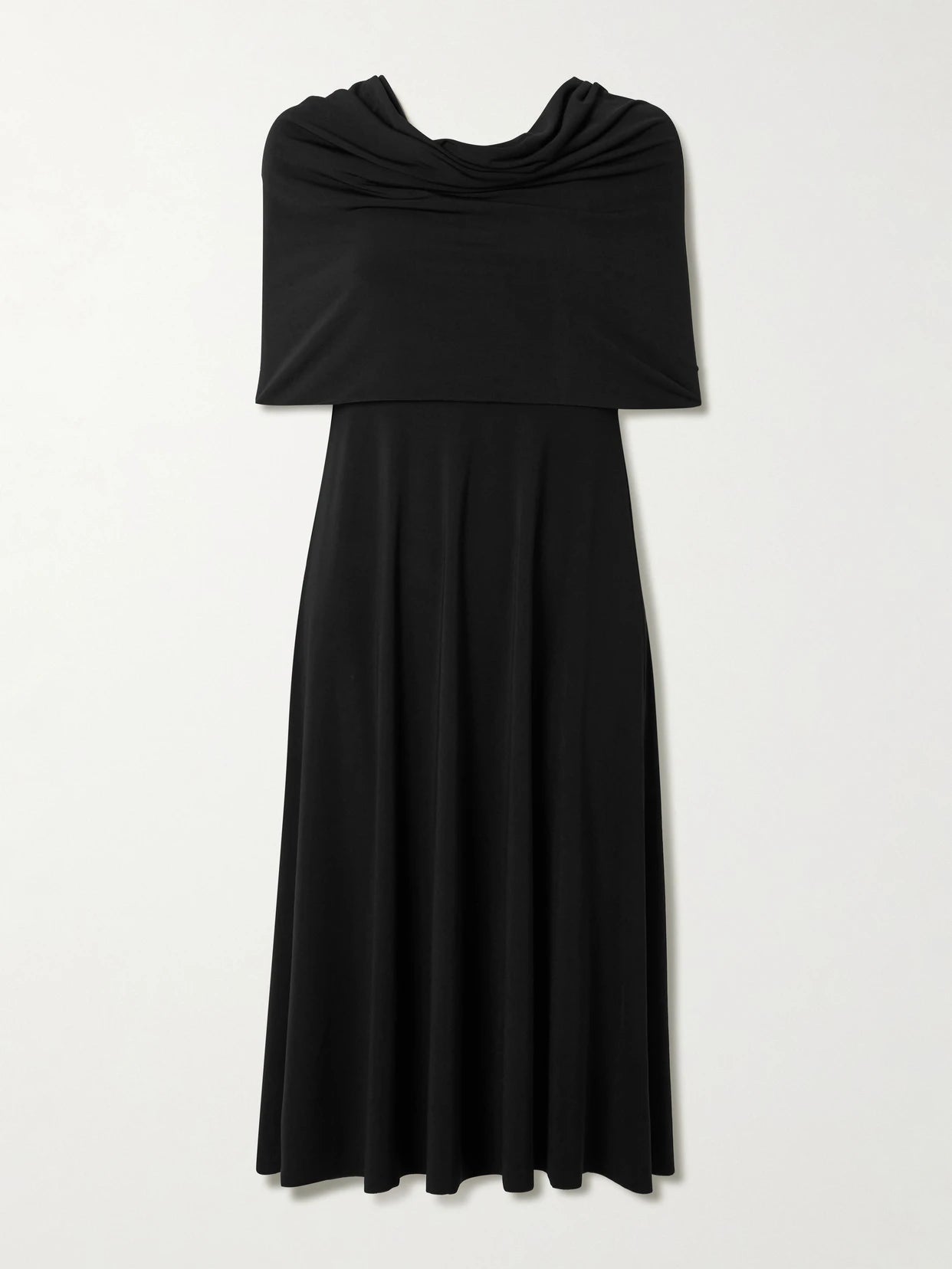Image of Dresses. Product name - Off-the-shoulder Jersey Midi Dress in Black colour by brand - Norma Kamali
