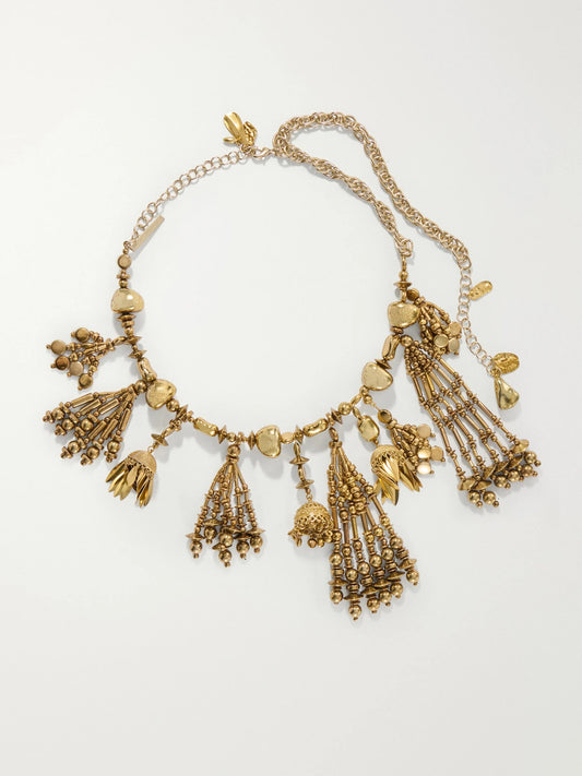 Dries Van Noten Tasseled Embellished Gold-tone And Resin Necklace