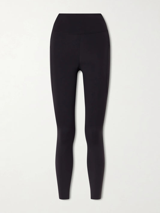 Image of a model wearing Pants. Product name - Fast And Free 25" Nulux Leggings in Black colour by brand - lululemon