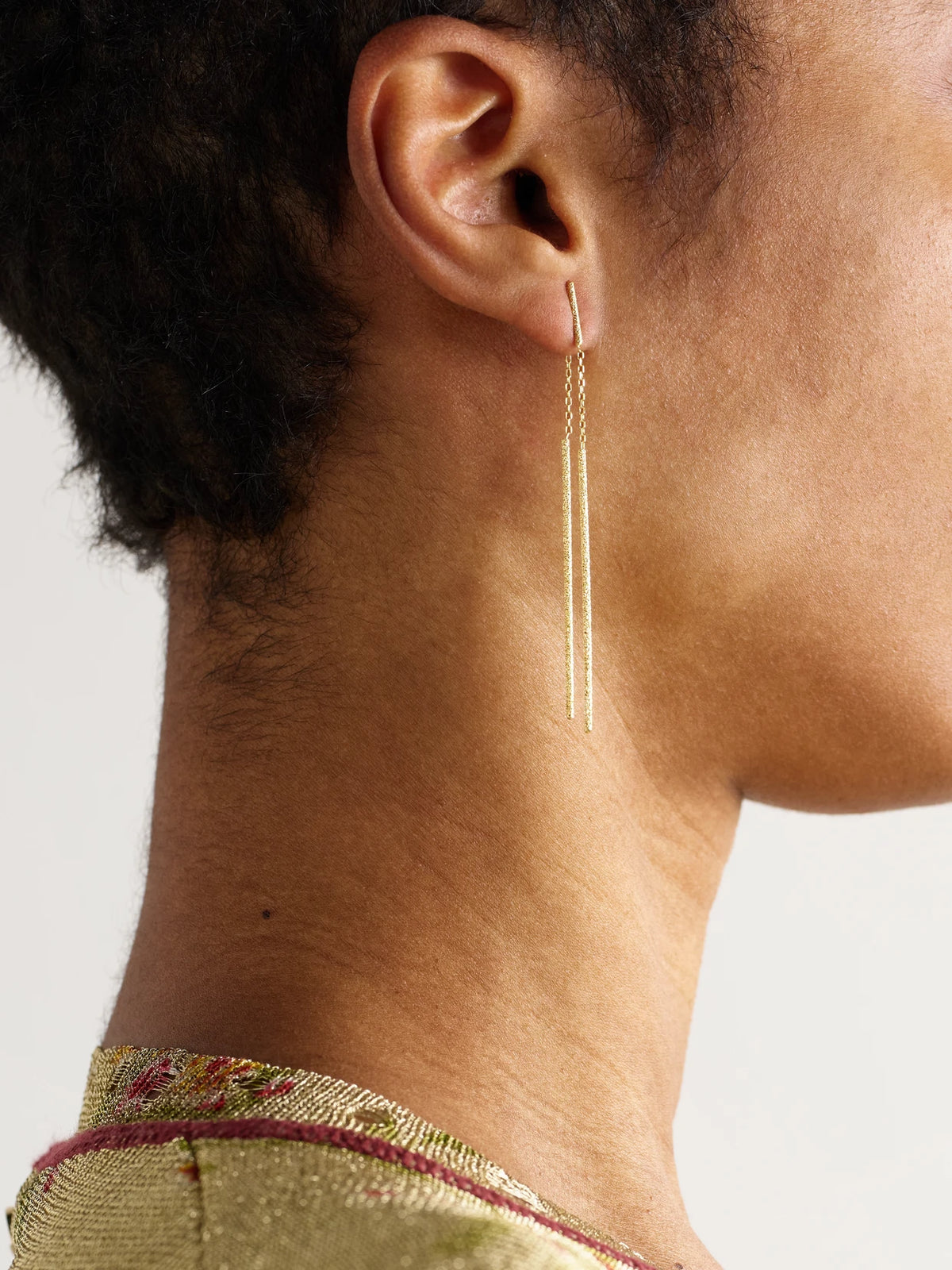 Image of Earrings. Product name - Florentine Finish Double Magic Wand 18-karat Gold Earrings in Multi colour by brand - Carolina Bucci