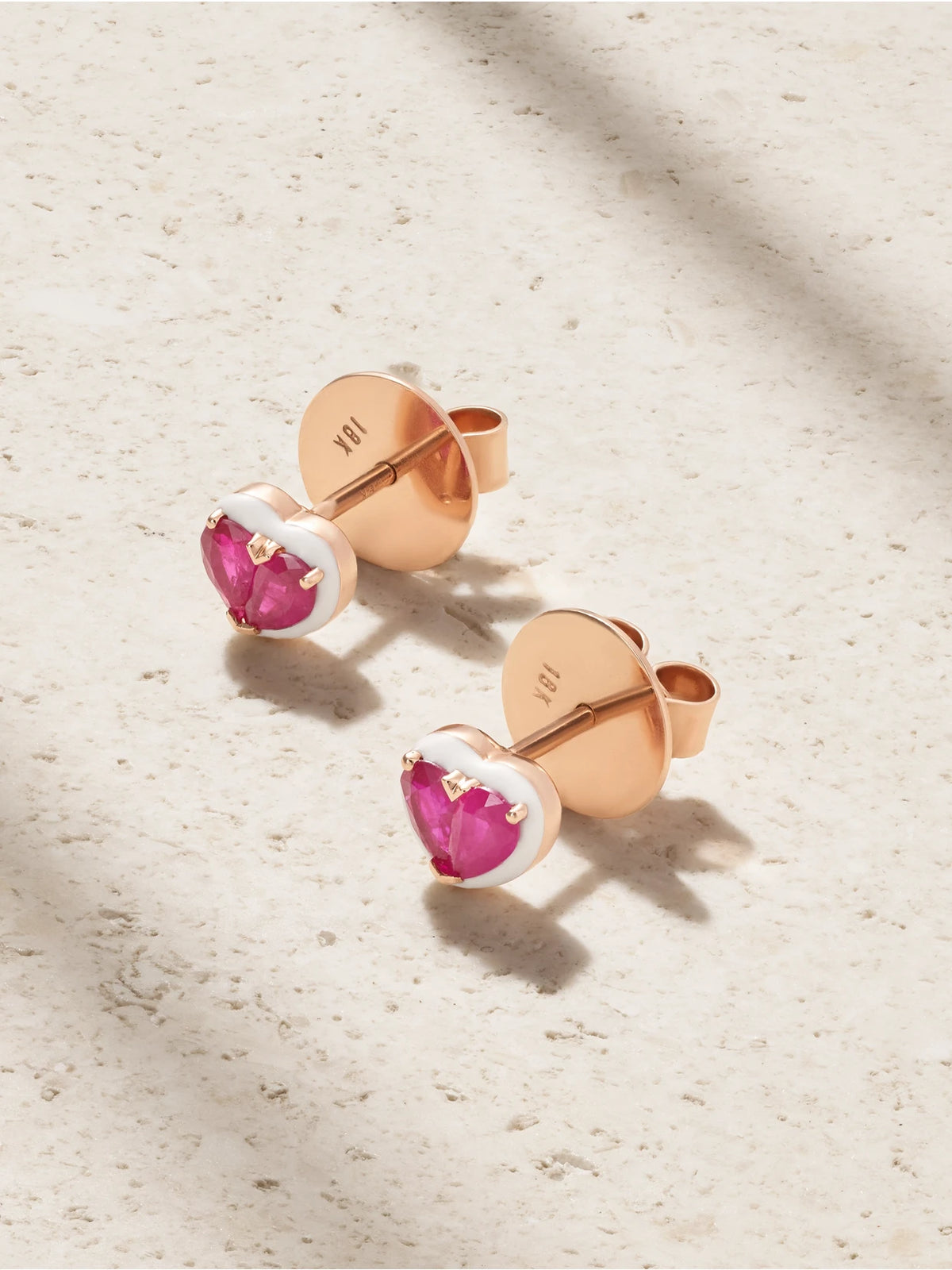 Heartbeats 18-karat Rose Gold, Ruby And Enamel Earrings