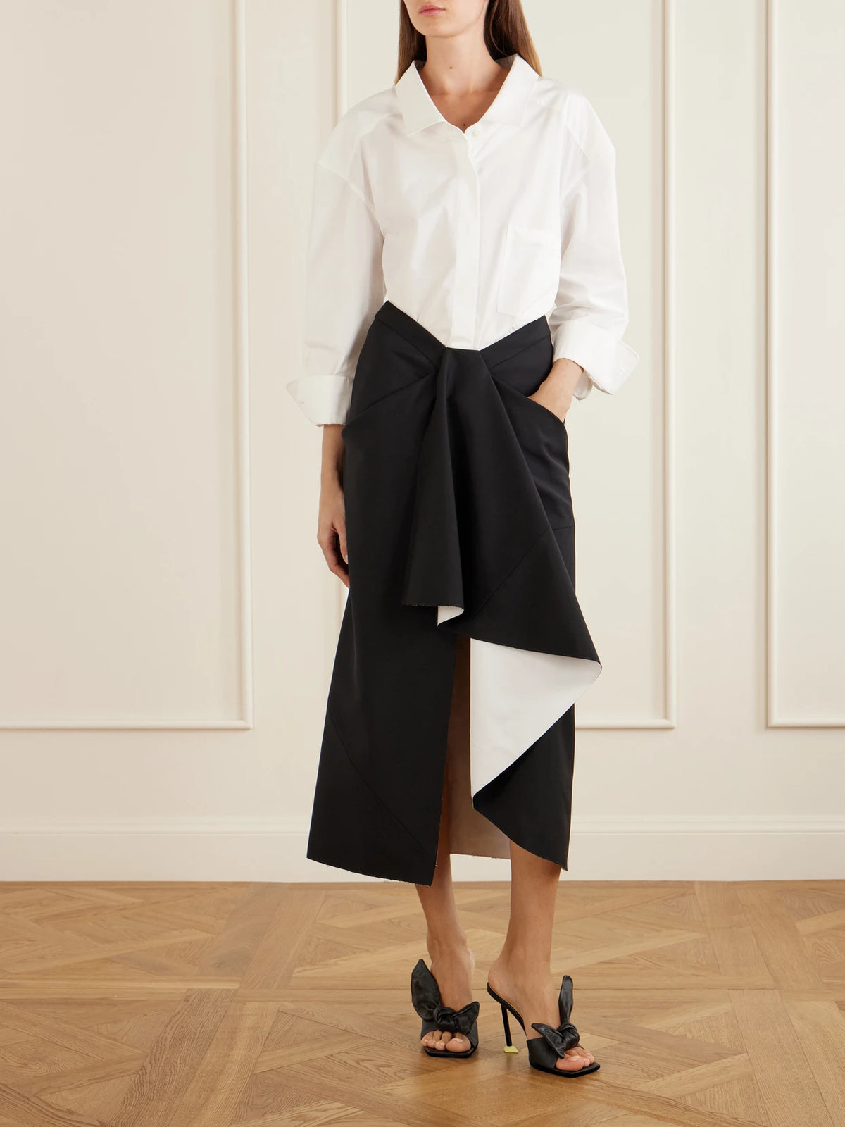Image of a model wearing Tops. Product name - Cotton-poplin Shirt in White colour by brand - Givenchy