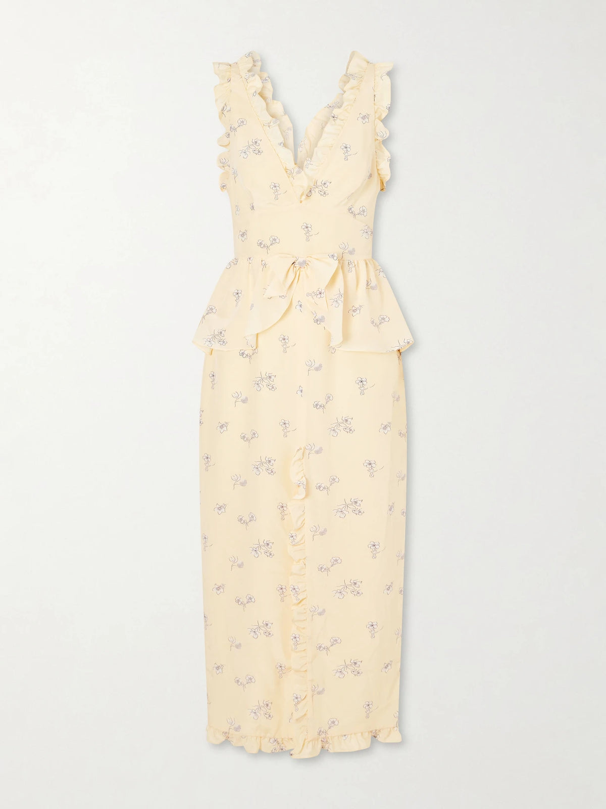 Bow-embellished Floral-print Silk Midi Dress