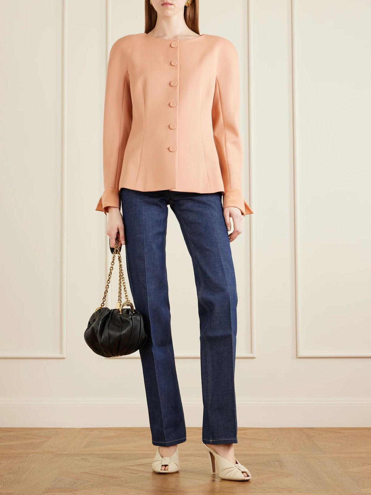 Image of Bags. Product name - Pleated Leather Shoulder Bag in Black colour by brand - Chloé