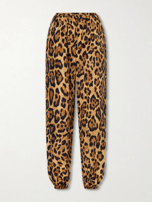 Leopard-print Shell Balloon Pants