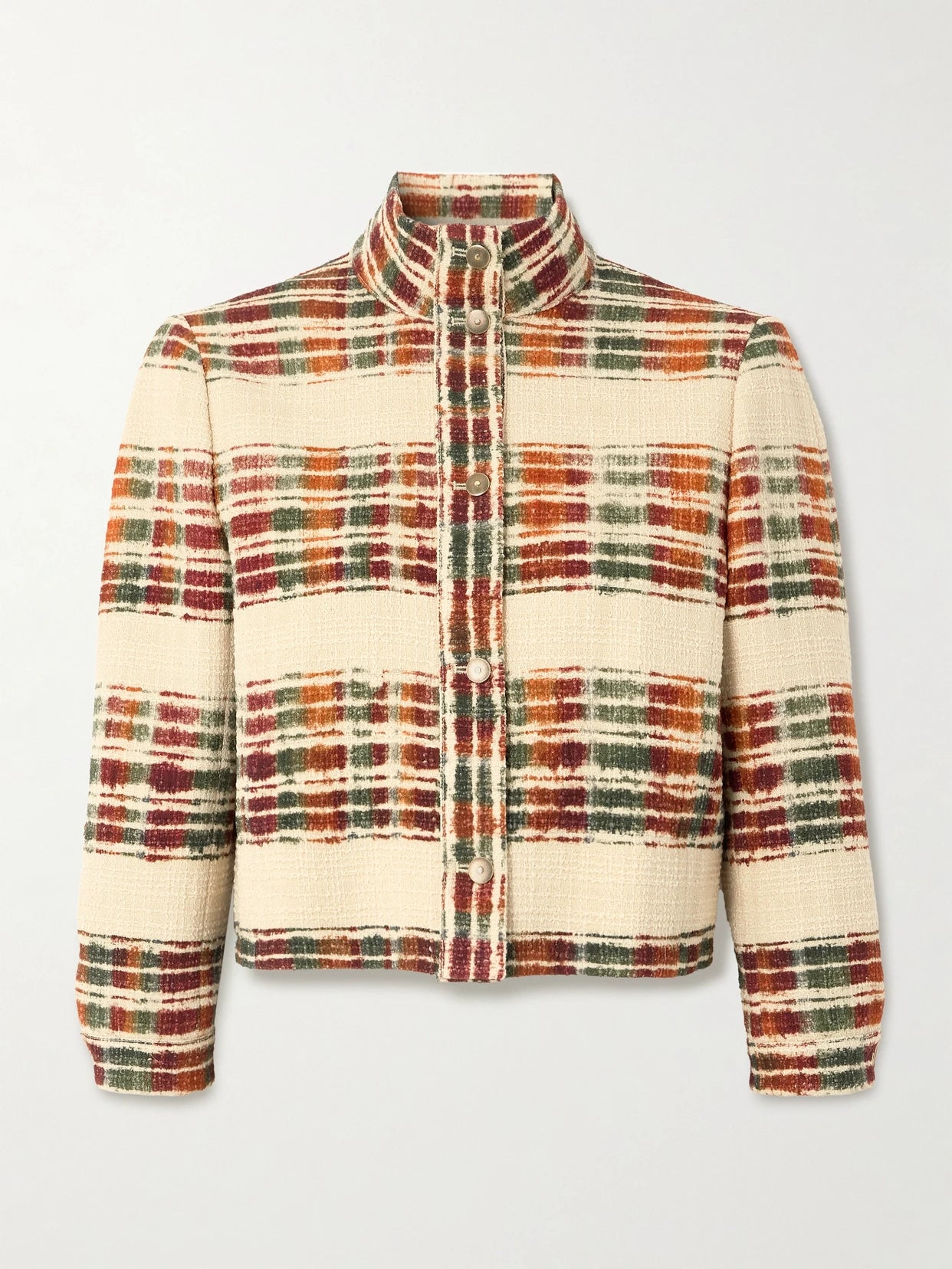 Image of Coats & Jackets. Product name - Striped Wool-bouclé Jacket in Multi colour by brand - Loro Piana