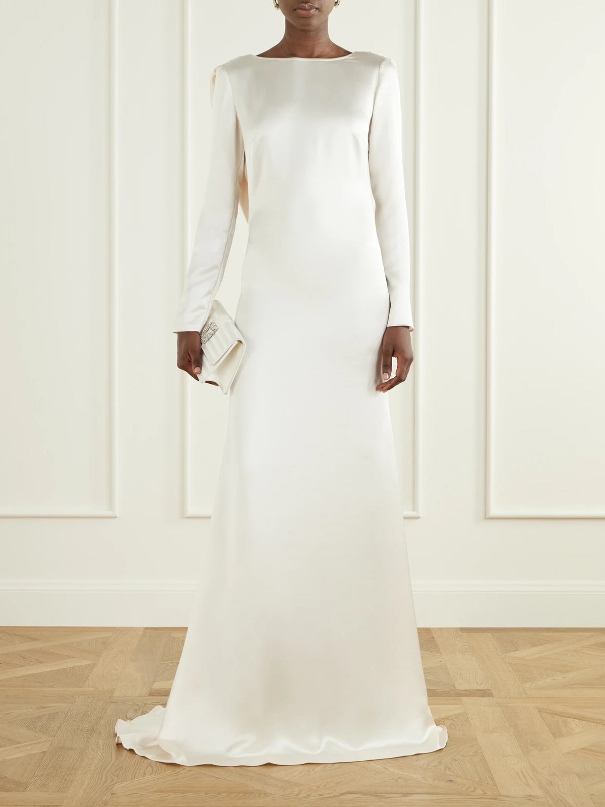 Image of Dresses. Product name - Isthar Satin Gown in Off-white colour by brand - Ilkyaz Ozel