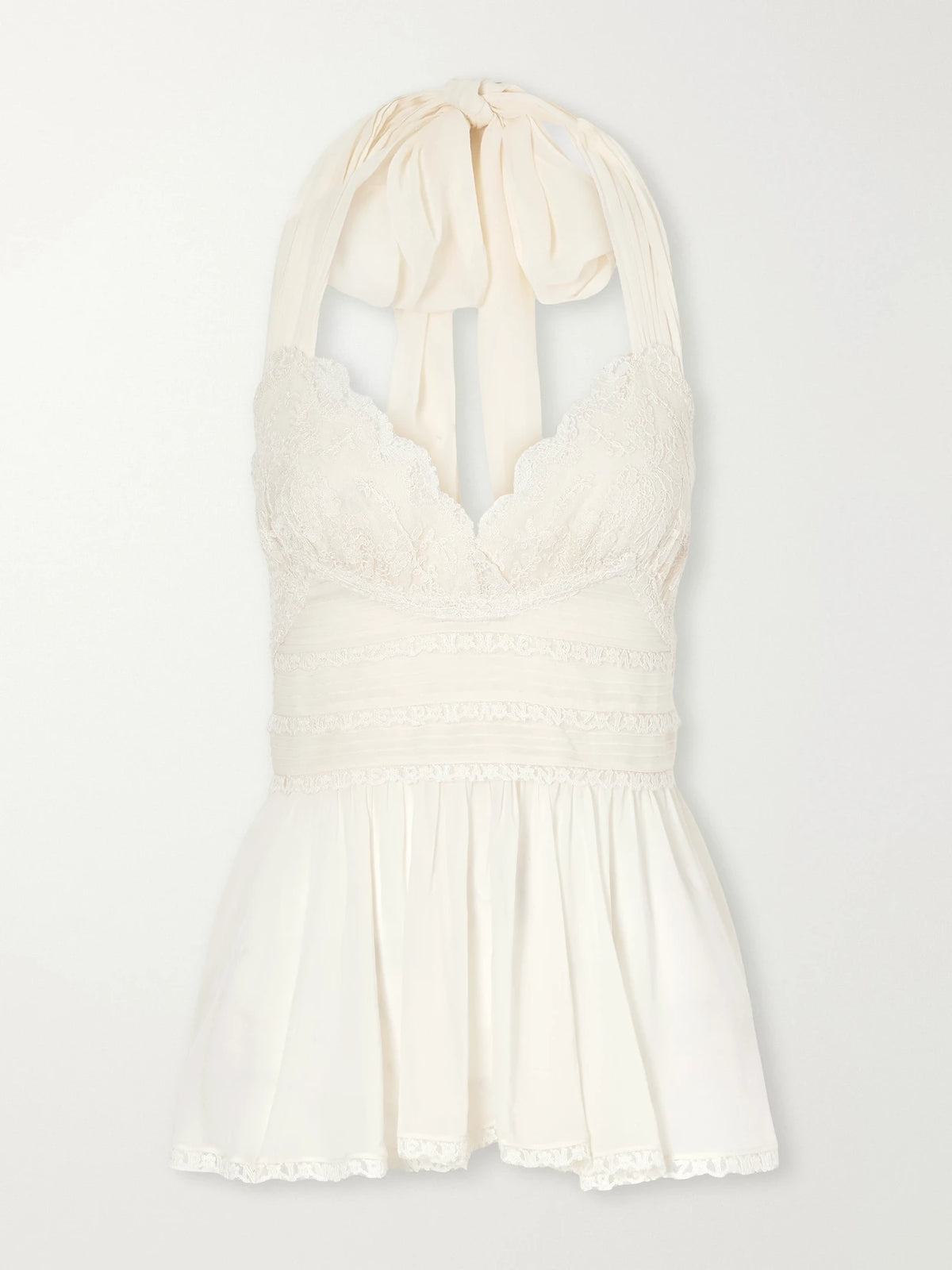 Zimmermann Fairlight Ruched Lace-trimmed Charmeuse Cami
