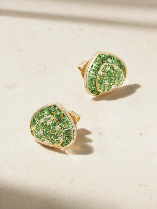 Dora 18-karat Gold, Tsavorite And Diamond Earrings