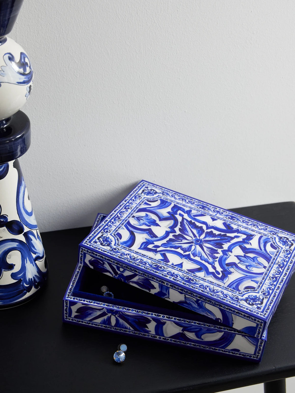 Image of Decor. Product name - Printed Plexiglass Box in Blue colour by brand - Dolce & Gabbana