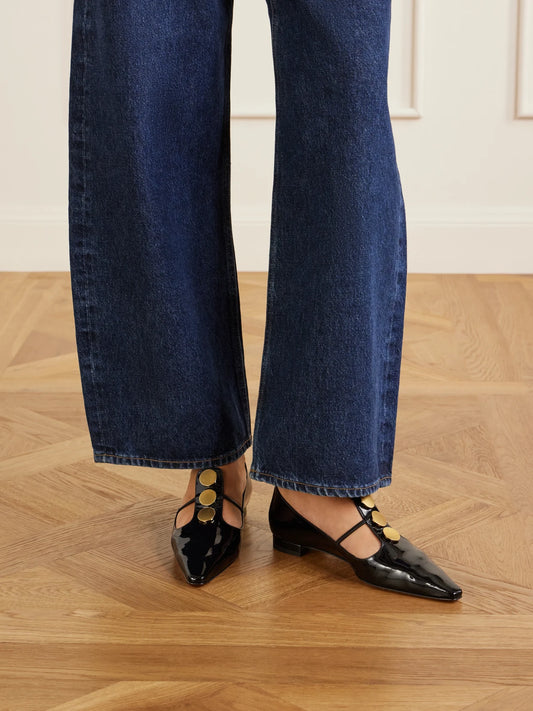 Khafre Embellished Patent-leather Flats