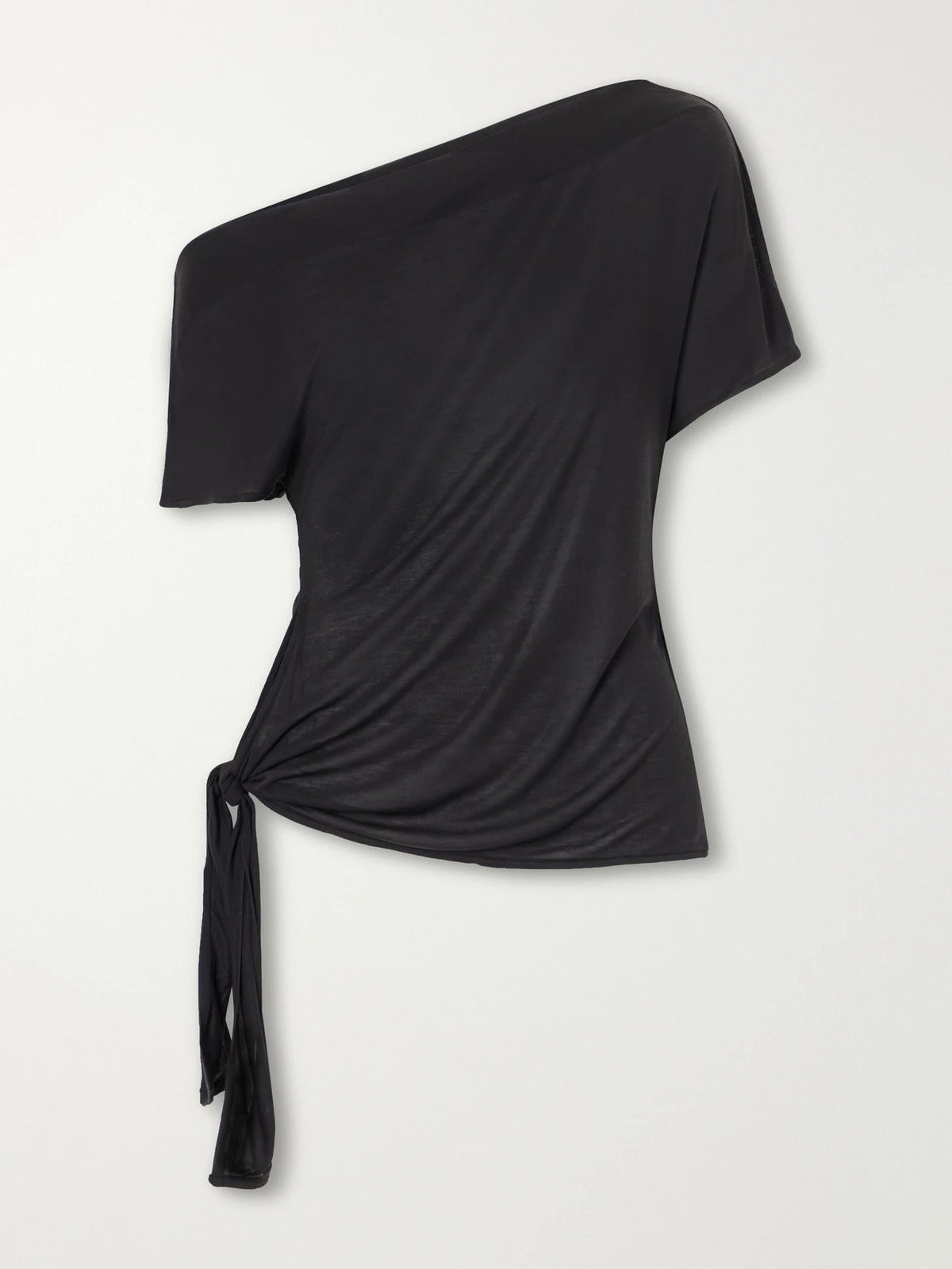 ST. AGNI Off-the-shoulder Asymmetric Tie-detailed Tencel Lyocell Blouse