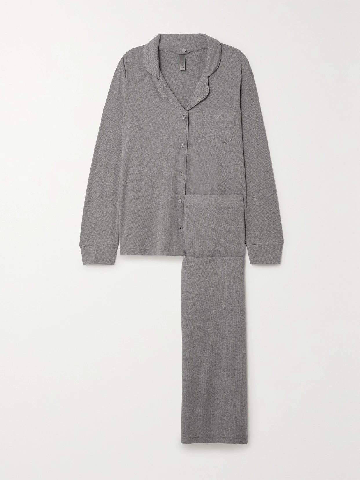 Ribbed Stretch-modal Jersey Lounge Set - Heather Grey