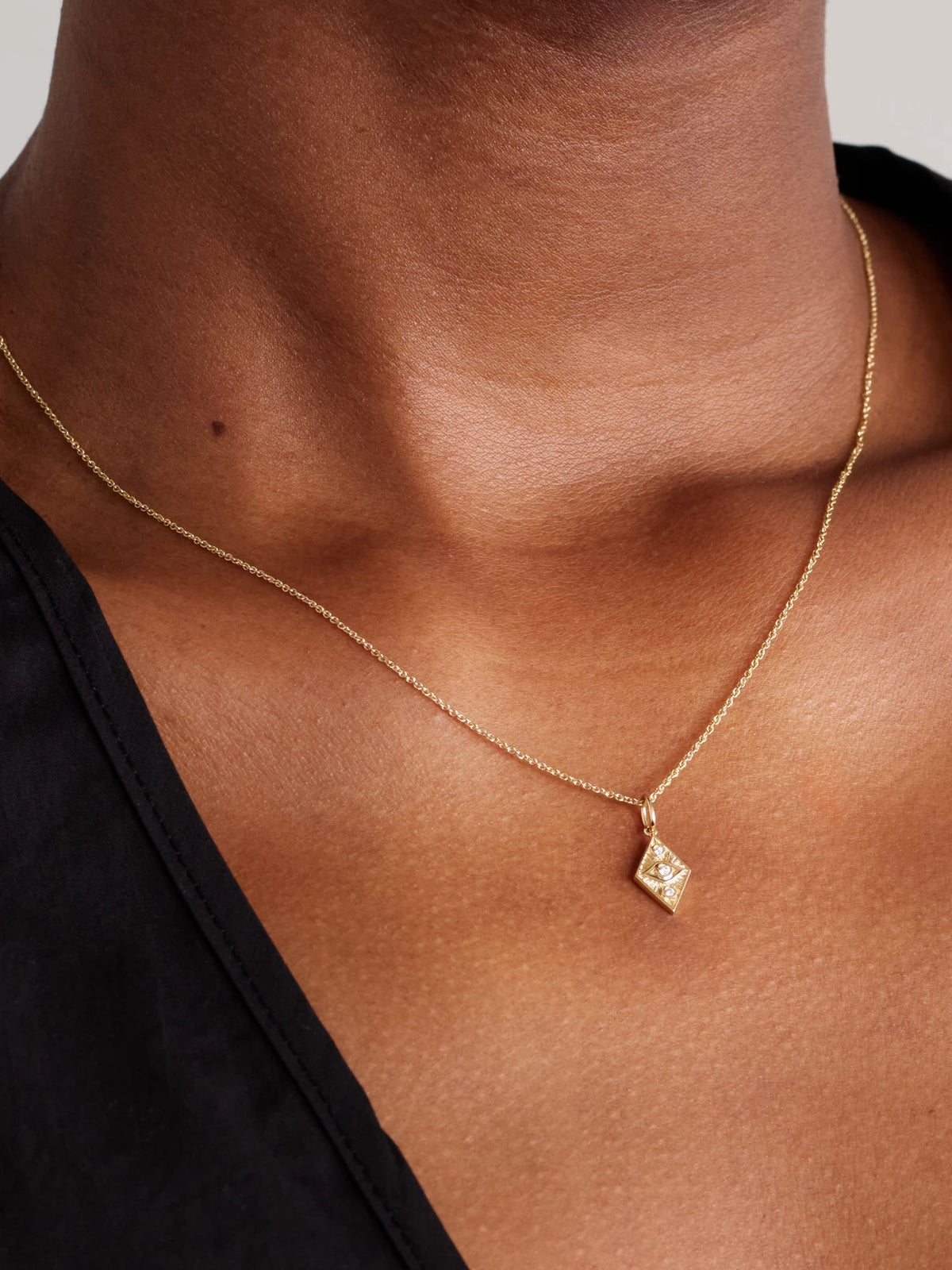 Image of Necklaces. Product name - Ace Of Diamonds 14-karat Gold Diamond Necklace in Multi colour by brand - Sydney Evan