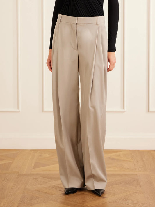 Pleated Wool-twill Straight-leg Pants