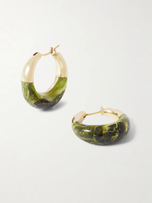 Small Gold-tone And Resin Hoop Earrings