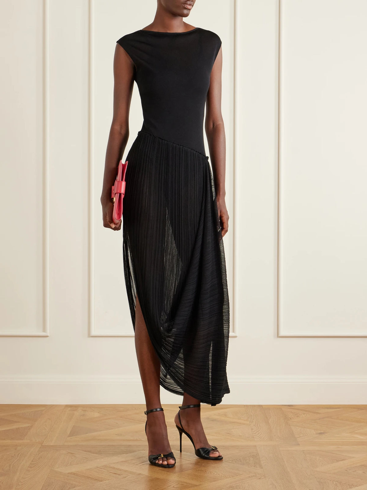 Image of Heels. Product name - Anthem 95 Buckle-detailed Leather Sandals in Black colour by brand - Balmain