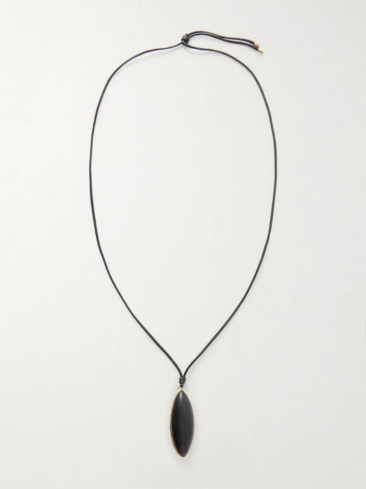Dagger Gold-plated, Quartz And Leather Necklace