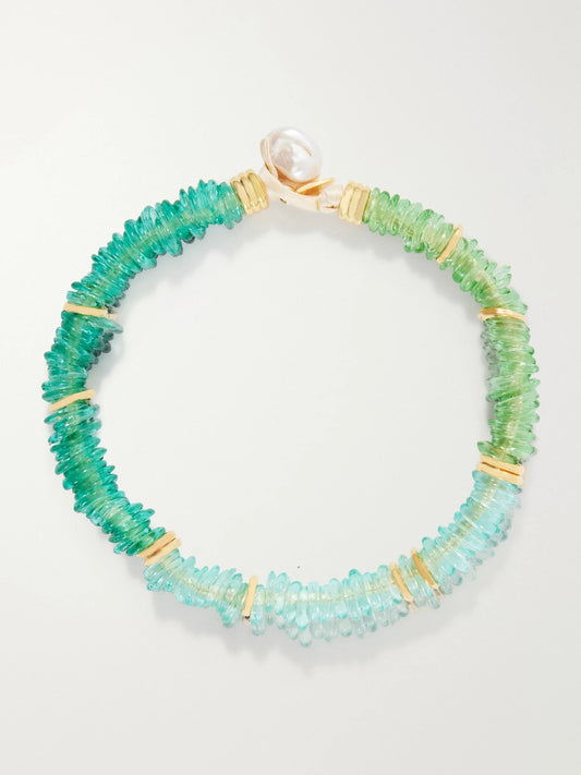 Lita Gold-plated Quartz And Pearl Beaded Necklace