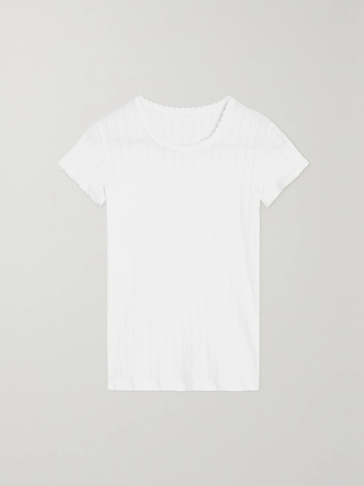 Image of Sleepwear & Loungewear. Product name - Pointelle-knit Cotton-jersey T-shirt in White colour by brand - LESET