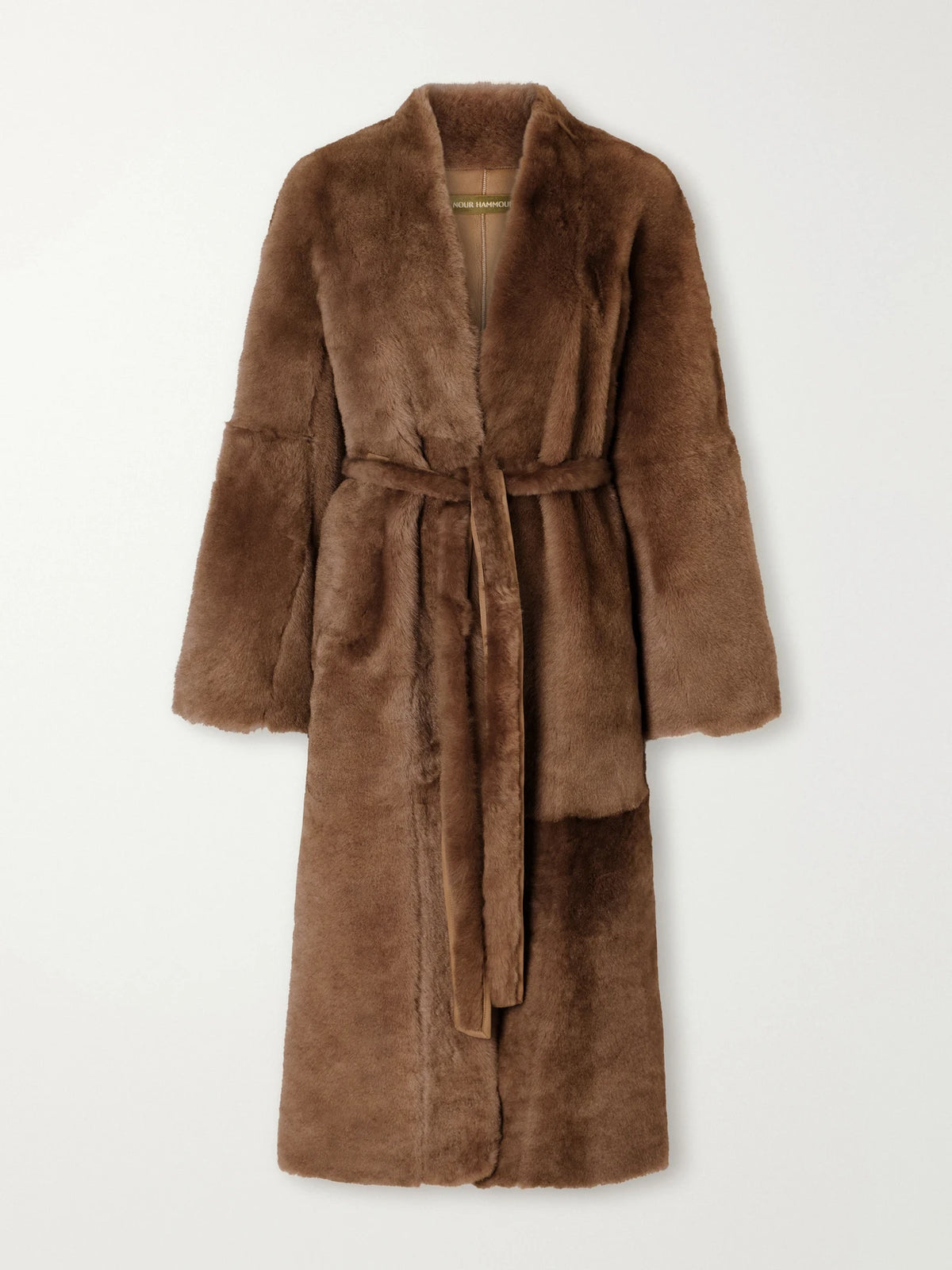 Nour Hammour Davos Belted Shearling Coat