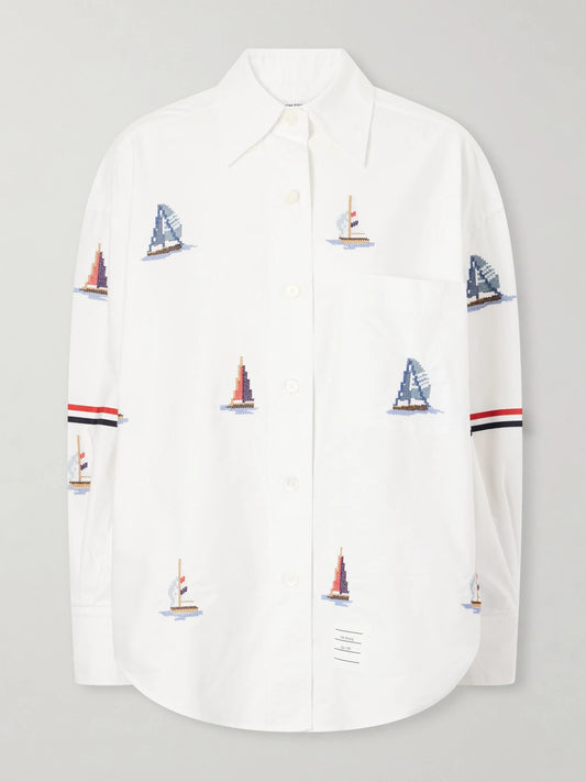 Thom Browne Embroidered Cotton Shirt