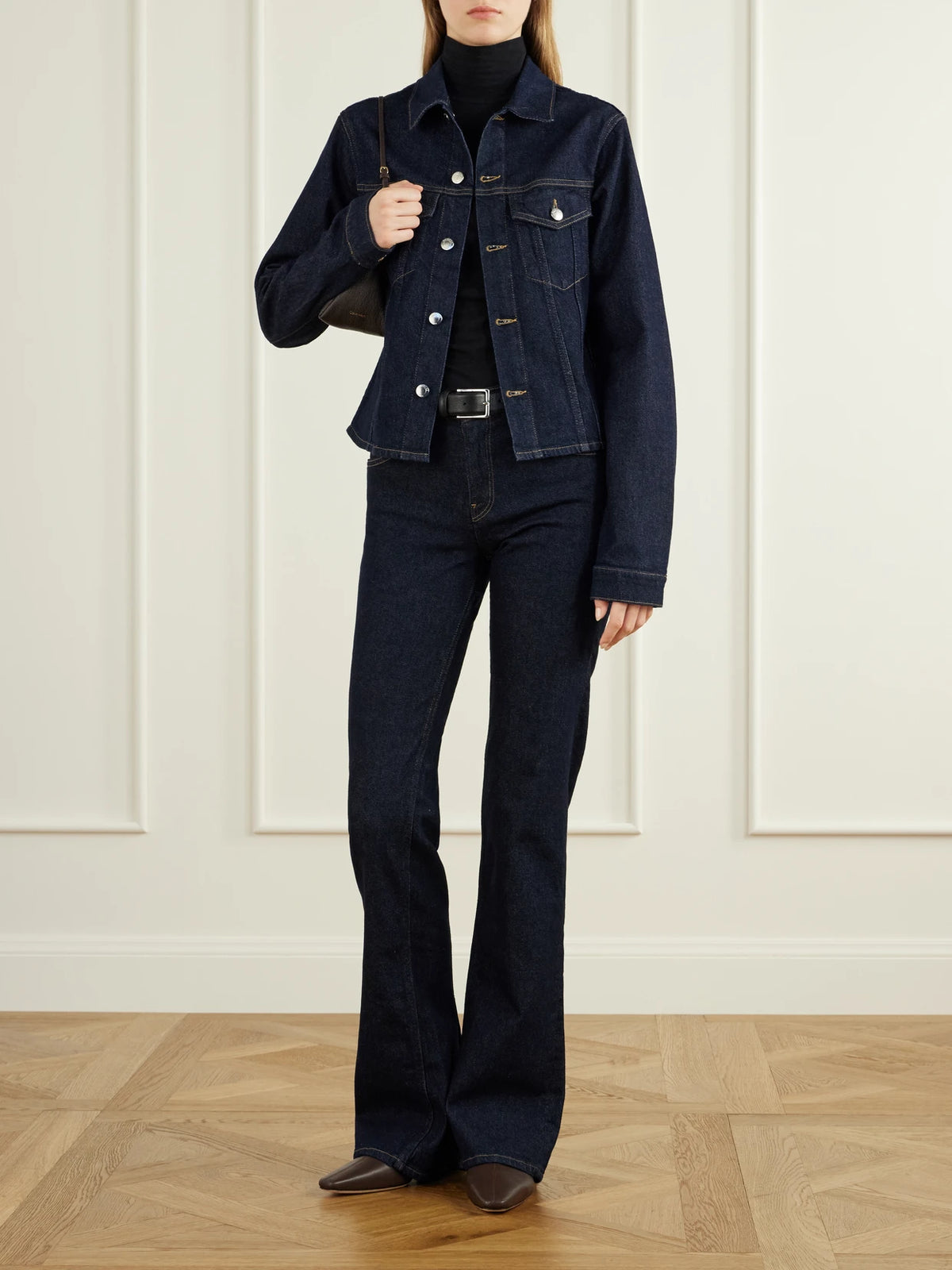 Image of Jeans. Product name - Chewy Slim-leg Jeans in Dark denim colour by brand - Haikure