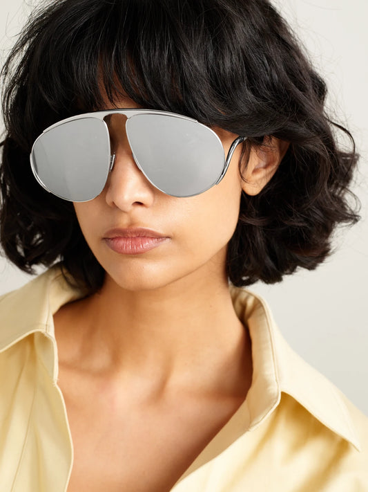 Image of Sunglasses. Product name - Aviator-style Silver-tone Sunglasses in Multi colour by brand - Loewe