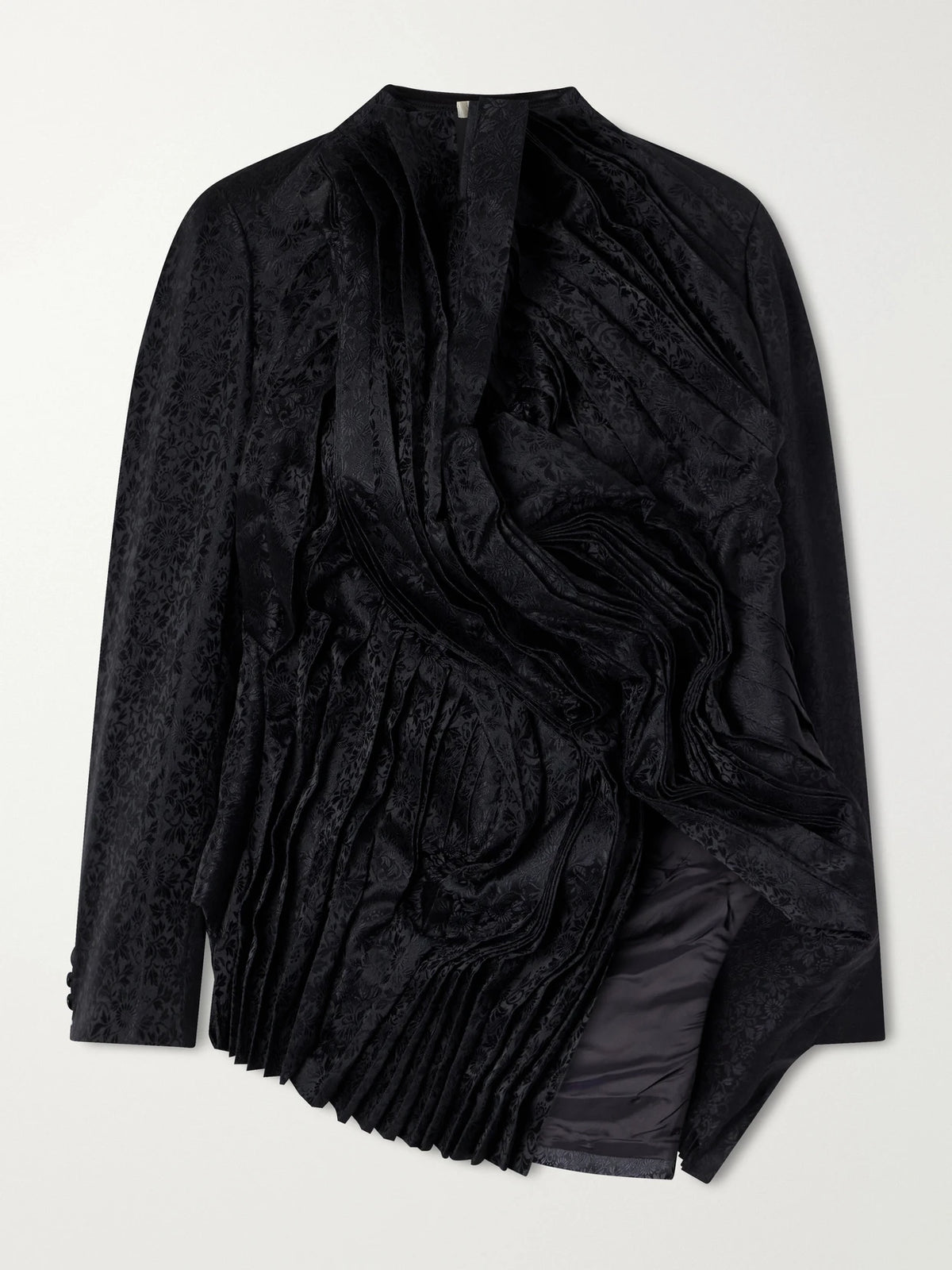 Comme des Garçons Asymmetric Pleated Floral-jacquard Jacket
