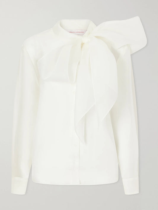 Carolina Herrera Pussy-bow Silk-organza Blouse